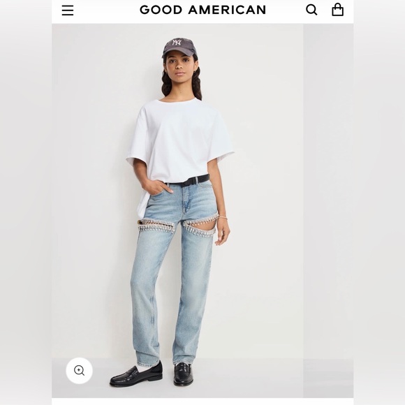 Good American Light Blue Chain Jeans